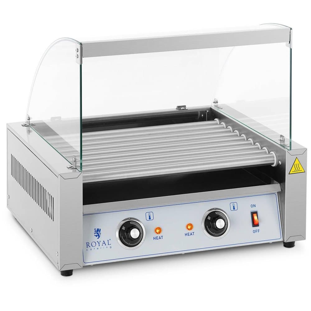 Royal Catering Korvgrill - 9 värmestavar - Royal Catering - Rostfritt stål - Glasskydd