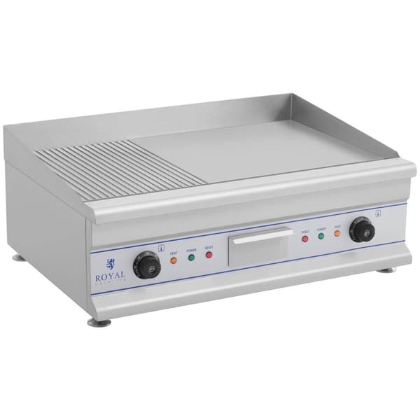 Royal Catering Elektriskt stekbord - Dubbelt - 75 cm - Räfflad/Slät - 2 x 3200 W