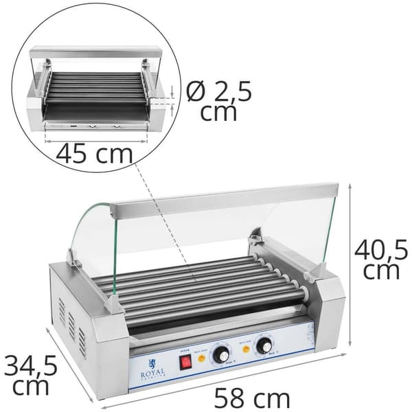 Royal Catering Korvgrill - Max. 12 korvar - 7 stavar - Teflon
