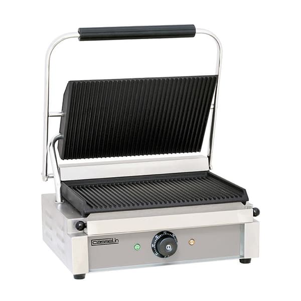 Professionell Grooved Panini Tacos Grill - Casselin - 335 x 220 mm - 2200 Watt - Rostfritt stål