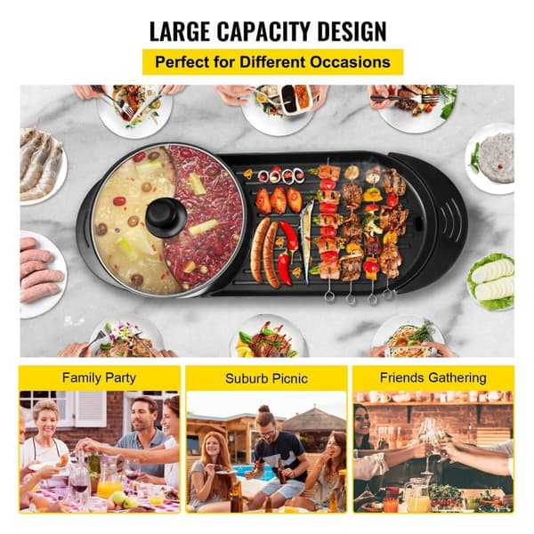 2-in-1 Sähkögrilli ja Hot Pot - Nopea Lämmitys, Kestävä Materiaali, 5 Nopeuden Säätöä