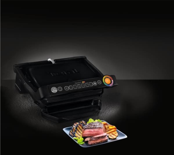 Tefal GC705816, Musta, Suorakulmainen, Kosketus, Ritilä, 600 cm², Ruostumaton teräs