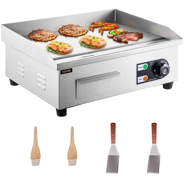 Sähkögrilli - 1600W/3200W Ruostumaton Teräs Tasapohjainen Parilagrilli Pannukakuille ja Broilerille - Suuri Paistoalue, Tarkka Lämpötilansäätö, Rasvan