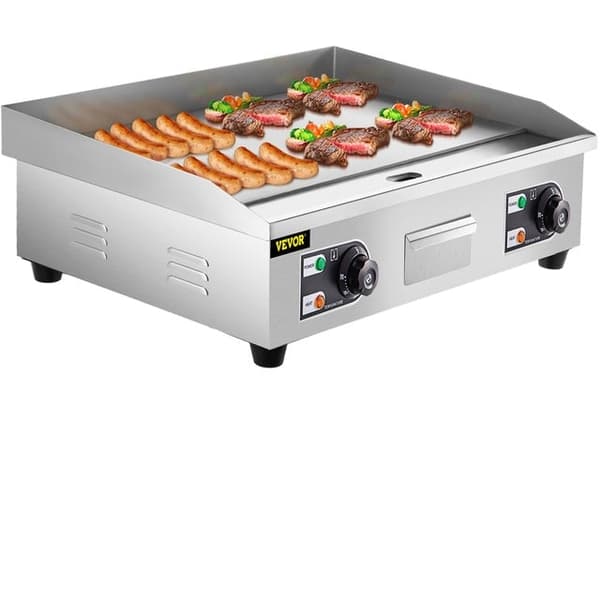 Sähkögrilli - 1600W/3200W Ruostumaton Teräs Tasapohjainen Parilagrilli Pannukakuille ja Broilerille - Suuri Paistoalue, Tarkka Lämpötilansäätö, Rasvan