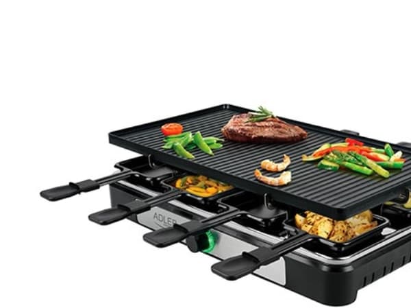 Adler | Raclette - elektrisk grill | AD 6616 | Tabell | 1400 W | Sort/rustfritt stål