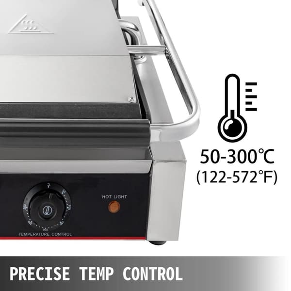 1,8kw 50-300°C justerbar effektiv elektrisk panini pressgrill, snabb och jämn uppvärmning, genomtänkt design, bred applikation