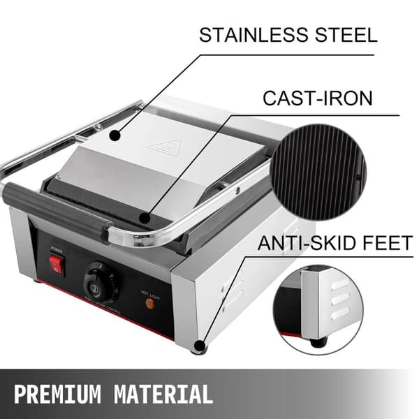 1,8kw 50-300°C justerbar effektiv elektrisk panini pressgrill, snabb och jämn uppvärmning, genomtänkt design, bred applikation