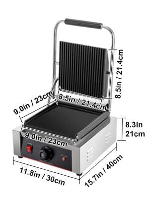 1,8kw 50-300°C justerbar effektiv elektrisk panini pressgrill, snabb och jämn uppvärmning, genomtänkt design, bred applikation