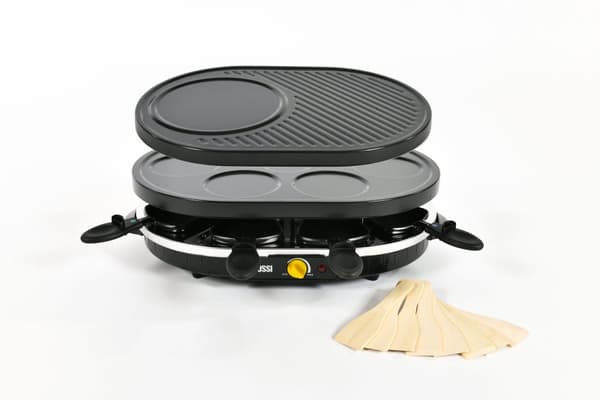 Zanussi - RCZ32 - Multifunktionell raclettemaskin - 3 i 1 raclette-, grill- och crêpemaskin - 8 personer - Svart