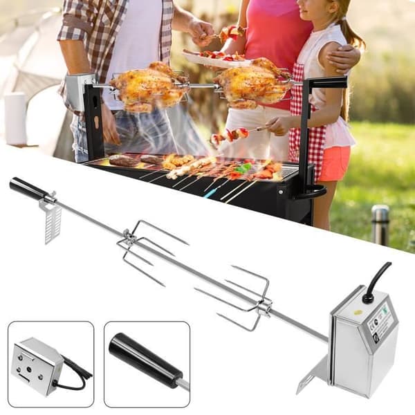 XMTECH Electric Rotisserie Rotisserie - 107cm - 2 köttspett - 10kg - 304 rostfritt stål