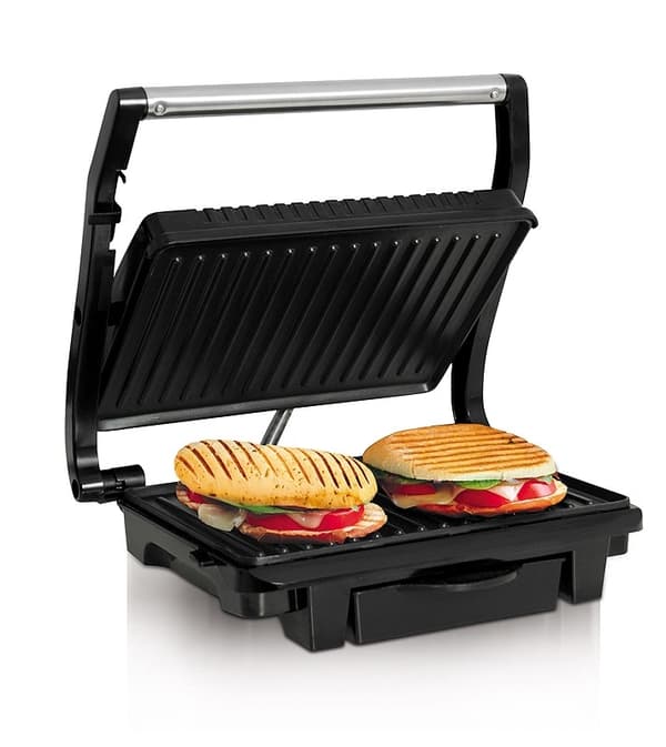 Yhteystietogrilli - leivänpaahdin - 1000W - tarttumaton pinta - ruostumaton teräs