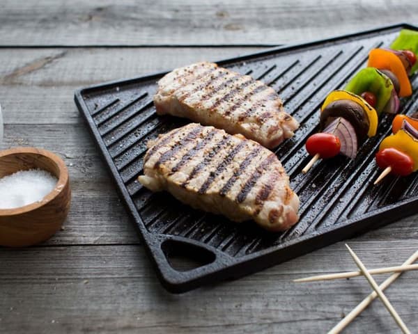 Grillplatta - LODGE - 2 i 1 - Grill och plancha - 42x24cm - Naturlig gjutjärn