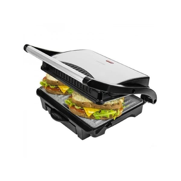 Cecotec 1000-W electric grill coated with RockStone, totally non-stick and floating top plate.