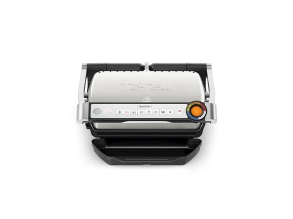 Tefal OptiGrill + GC718D10, Sort, Rustfritt stål, Rektangulær, Knapper, 600 cm², 300 x 200 mm, 1 zone(s)