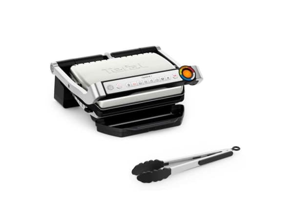 Tefal OptiGrill + GC718D10, Sort, Rustfritt stål, Rektangulær, Knapper, 600 cm², 300 x 200 mm, 1 zone(s)
