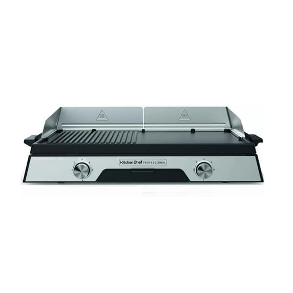 Kitchen Chef Elektrisk plancha 2200w rostfri platta 52 x 31,5cm - PLANCHADUO2200 Svart, Rostfritt stål