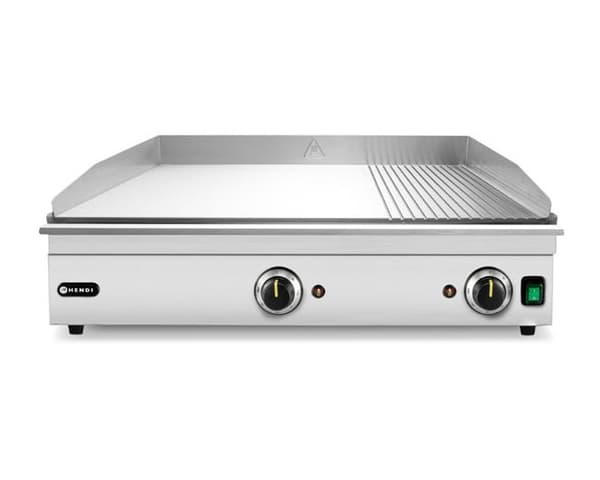 Grillplade i ? ribbet, HENDI, Kitchen Line, 2/3 glat, 1/3 rillet, 220-240V/3500W, 697x474x(H)241mm Grundvariant