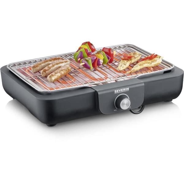 Elektrisk bordsgrill - SEVERIN PG8554 - Matlagningsyta 37 x 29 cm - Lukt- och rökreducerande vattenbricka musta