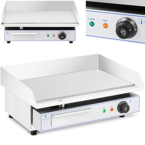 El-grill, glat grillplade, 550 x 400 mm, 3000 W