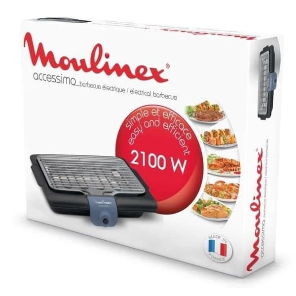 MOULINEX Accessimo Elektrisk grill, 2100 W, lätt att rengöra, vattenbricka, rök + luktreducering, tillverkad i Frankrike BG134812