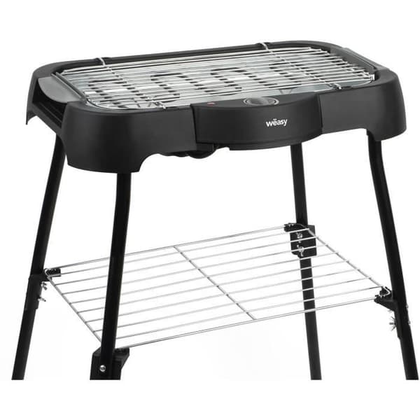 WEASY GBE42 Elektrisk BBQ-grill på bord eller på fötter-41,5x24cm-Justerbar temperatur-2000W-Uttagbar bricka-Halkfria fötter