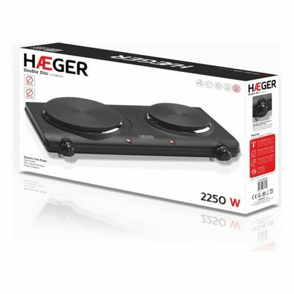 Elektrisk Varmeplate Haeger HP-02B.013A Svart 2 Kokeplater Flerfarget 2250W
