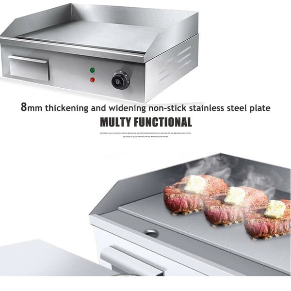 Elektrisk Griddle, 3000W Effekt, 55cm Rustfrit Stål Overflade, Automatisk Temperaturkontrol