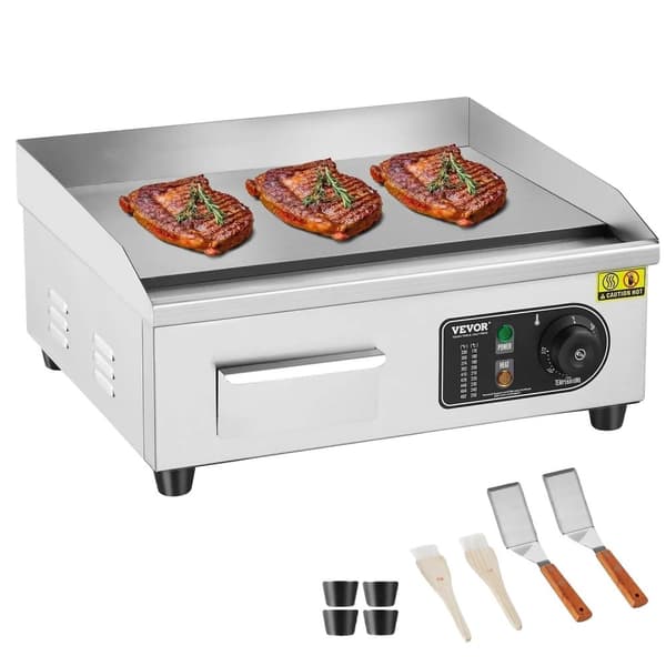 Elektrisk stekbord 2800W, Justerbar temperatur 122-572°F, Hållbar A3-järnplatta