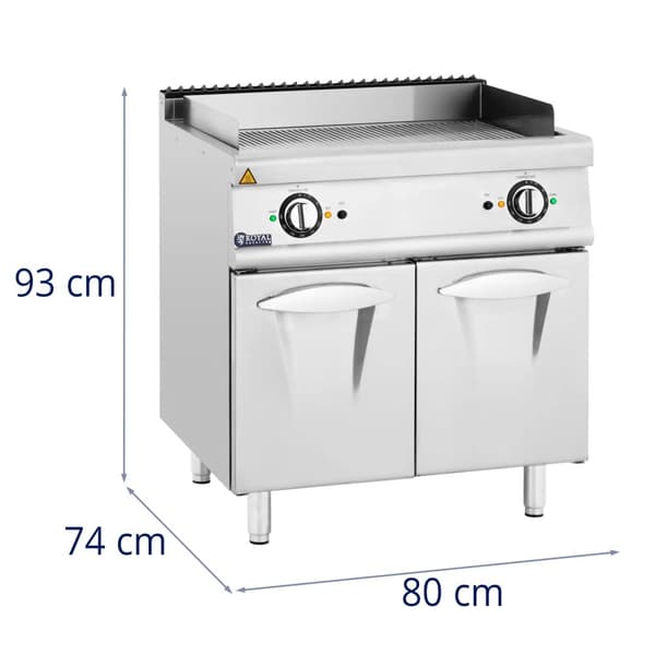 Royal Catering - Elektriskt stekbord - Dubbelt - 10,8 kW - Räfflad - Underskåp