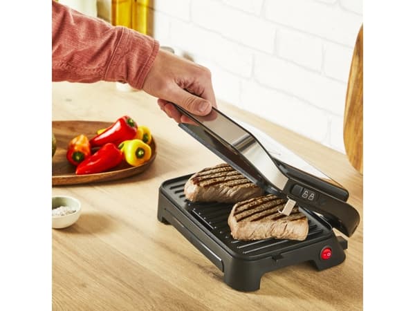Tefal Inicio Compact GC270D10, musta, ruostumaton teräs, suorakaiteen muotoinen, ristikko, 230 x 145 mm, 1 vyöhyke(ä), saranoitu matala