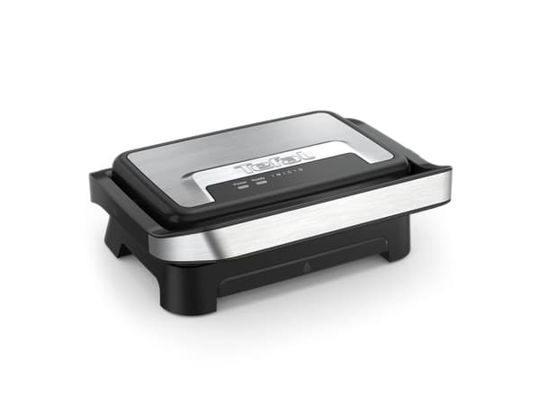 Tefal Inicio Compact GC270D10, musta, ruostumaton teräs, suorakaiteen muotoinen, ristikko, 230 x 145 mm, 1 vyöhyke(ä), saranoitu matala