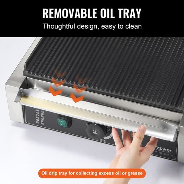 Elgrill 2200 W-VEVOR-Kommersiellt rostfritt stål Panini Press-34,5x23 cm-Plancha för hamburgare, biff, bacon