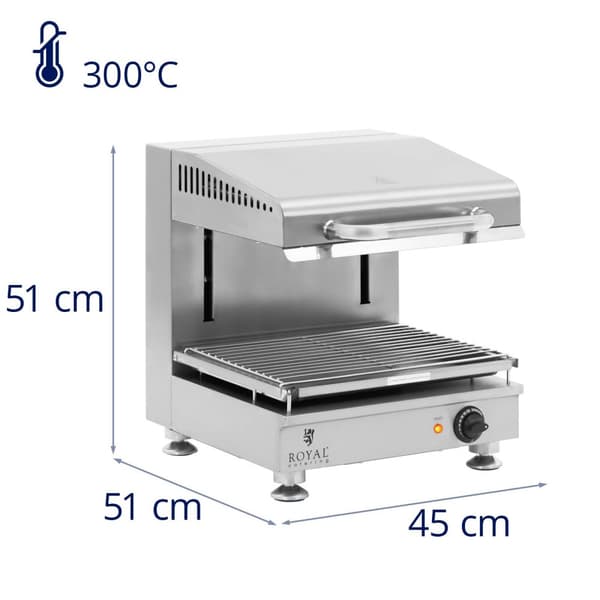 Royal Catering - Salamandergrill - 2800 W - 230 V - 45 cm - Höjdjusterbart värmeelement