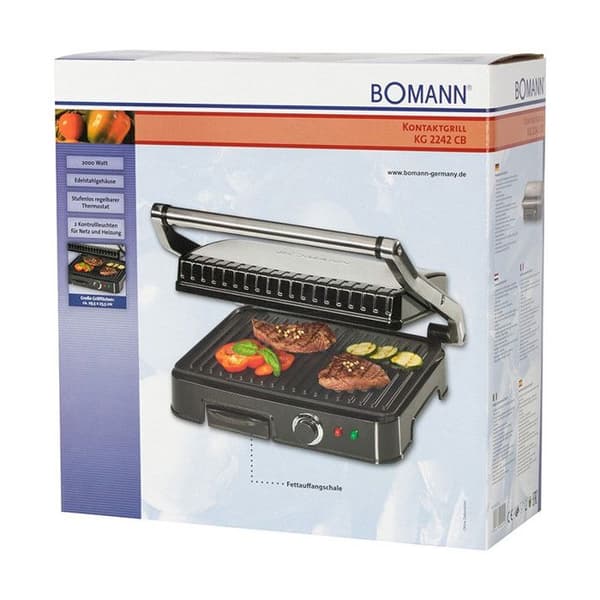 Plancha Grill och Panini - Bomann - KG 2242 CB - Svart - 2000 W - Tillagningsyta 29,5 x 23,5 cm