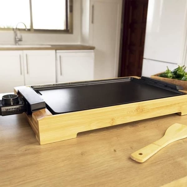 2000 W elektrisk planchagrill - CECOTEC - Bambustruktur - Non-stick-platta