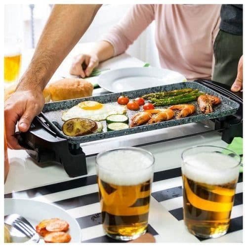 Cecotec Rock&amp;Water 2000 elektrisk grill - 1800W - Yta 40x25cm - Non-stick - Vit