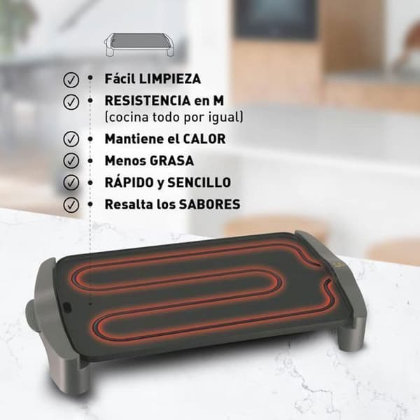 Grill och grill - JATA - GR-555A - 2500W - Svart - rektangulär yta