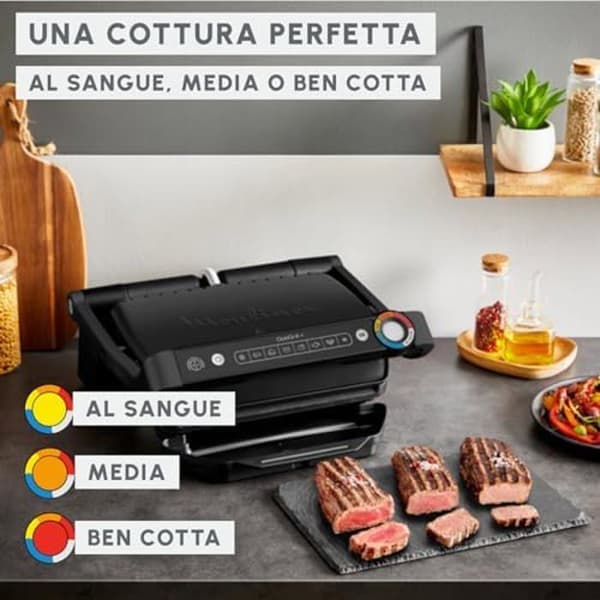 Elgrill - MOULINEX - OptiGrill+ - 6 automatiska program - Non-stick plattor - 1800 Watt