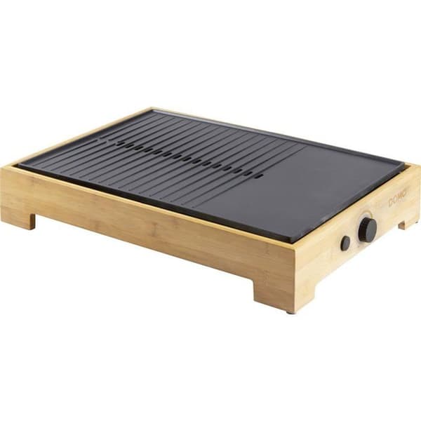 DOMO DO9271G elektrisk grill med indikatorlampa, non-stick beläggning trä, svart