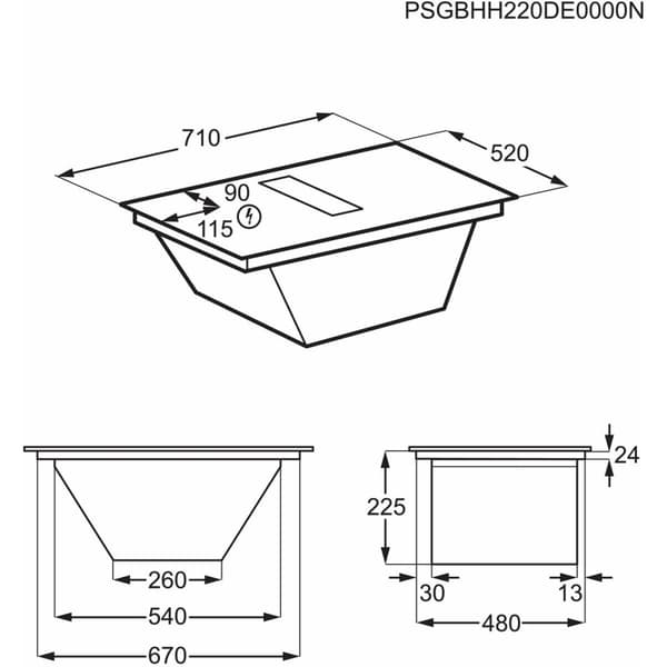 Induktionshäll Electrolux TCH74B01FB 71 cm 3200 W 7350 W
