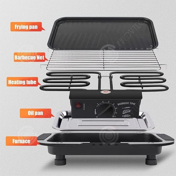 INN Elgrill 48x35x9cm Rökfri Elgrill Non-Stick Coating Grill med oljedroppbricka