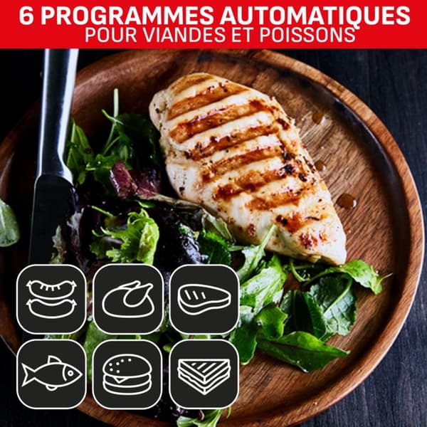 TEFAL GC716D Optigrill elektrisk grill + våffeltillbehör - 2000 W - Svart / Rostfritt stål