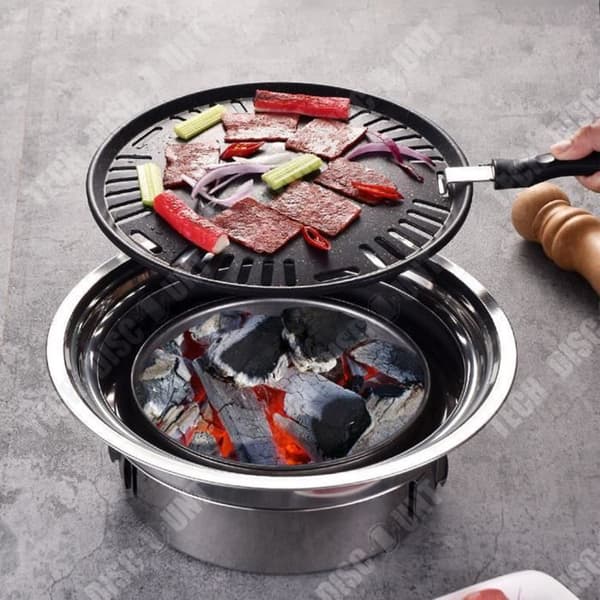 TD® Grillspis i rostfritt stål Hushållskol Utomhusgrill Verktyg Rund non-stick kolgrillad skägggryta