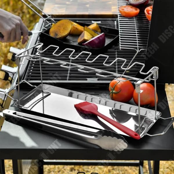 TD® Fällbar kycklinghylla förvaring bärbar hemugn i rostfritt stål grillplatta utegrill grillverktygssats