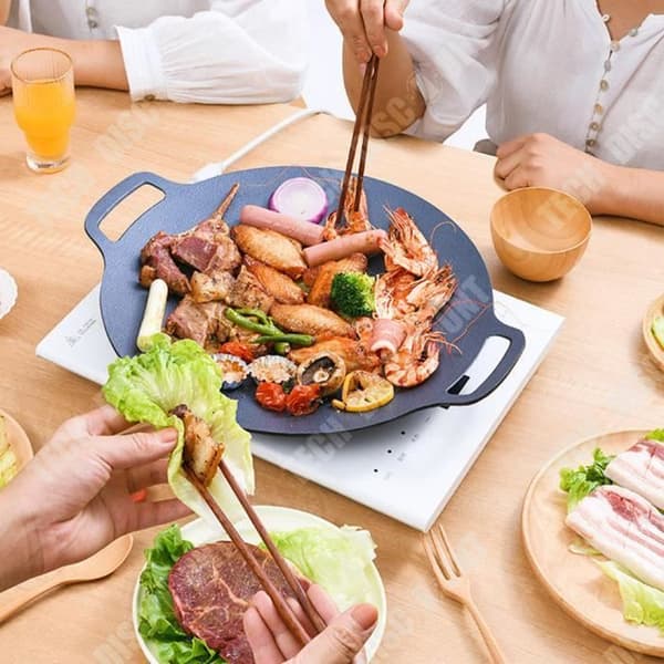 TD® Grillpanna i koreansk stil BBQ Grillpanna Camping McRibs Rund Teppanyaki Grillpanna Rund Kassettugn