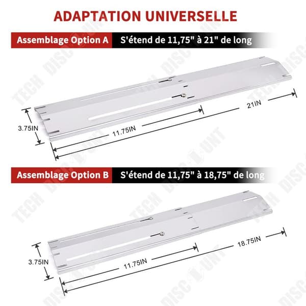 TD 4-delad BBQ Grill Heat Shield 11,75-21 in Justerbar Distributor Heat Shield Hemgrill Flamskydd för gasgrillar silver