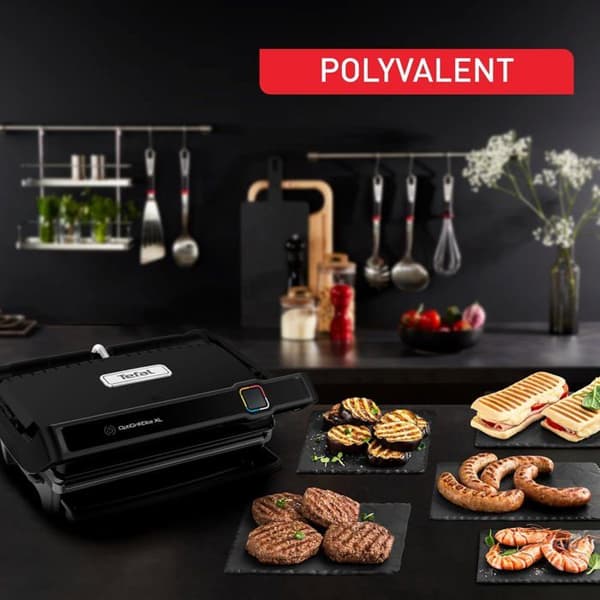 Kontaktgrill - Tefal - OptiGrill Elite GC750D - 2000W - Borstad svart rostfritt stål - Tillbehör ingår