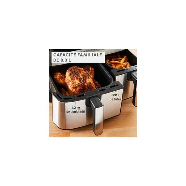 Moulinex Dual Easy Fry &amp; Grill Inox - Luftfritös &amp; grill - 2 lådor - EZ905D20