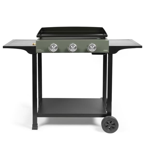 Gasgrill på vagn - LIVOO - DOC326 - 3 brännare - Grön / Svart