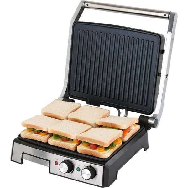 LUND Kontaktgrill 2000W 3 i 1 rostfritt stål